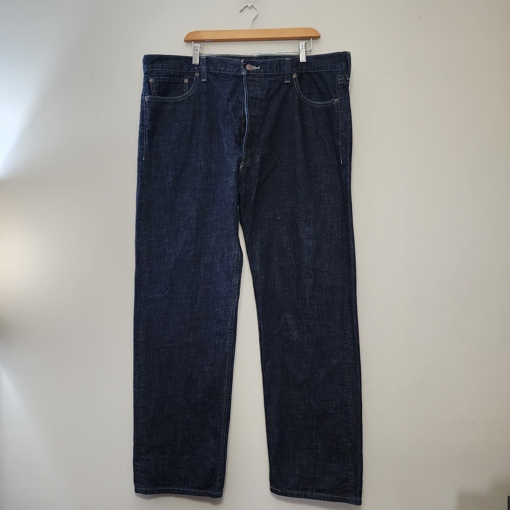 Levis 562 Button Fly Jeans Mens 42x32 Relaxed Straight Leg Dark Wash 5 Pocket